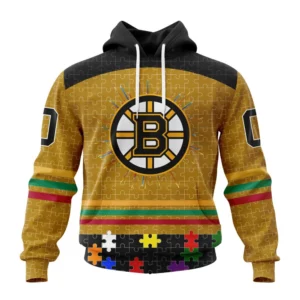 Hoodie NHL Boston Bruins Specialized Fearless Aganst Autism V0122 QTNHL080524A2534HD