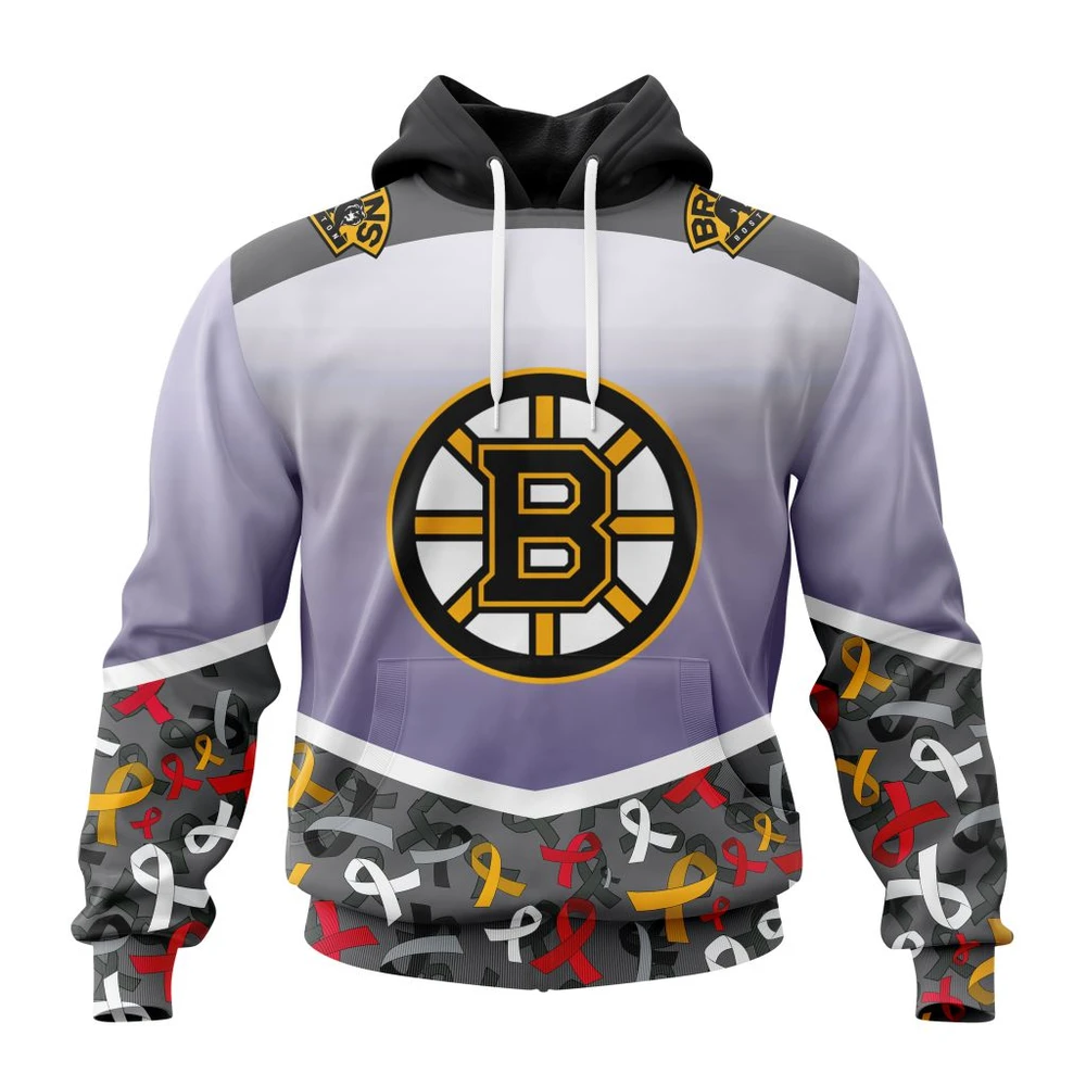 Hoodie NHL Boston Bruins Specialized Sport Fights Again All Cancer V0122 QTNHL080524A3371HD