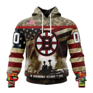 Hoodie NHL Boston Bruins Specialized Unisex Kits Remember Pearl Harbor QTNHL080524A2994HD
