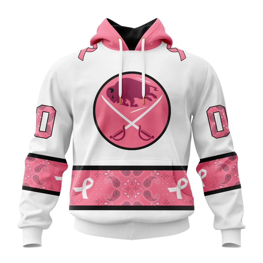 Hoodie NHL Buffalo Sabres In Classic Style With Paisley! In October We Wear Pink Breast Cancer QTNHL080524A1683HD