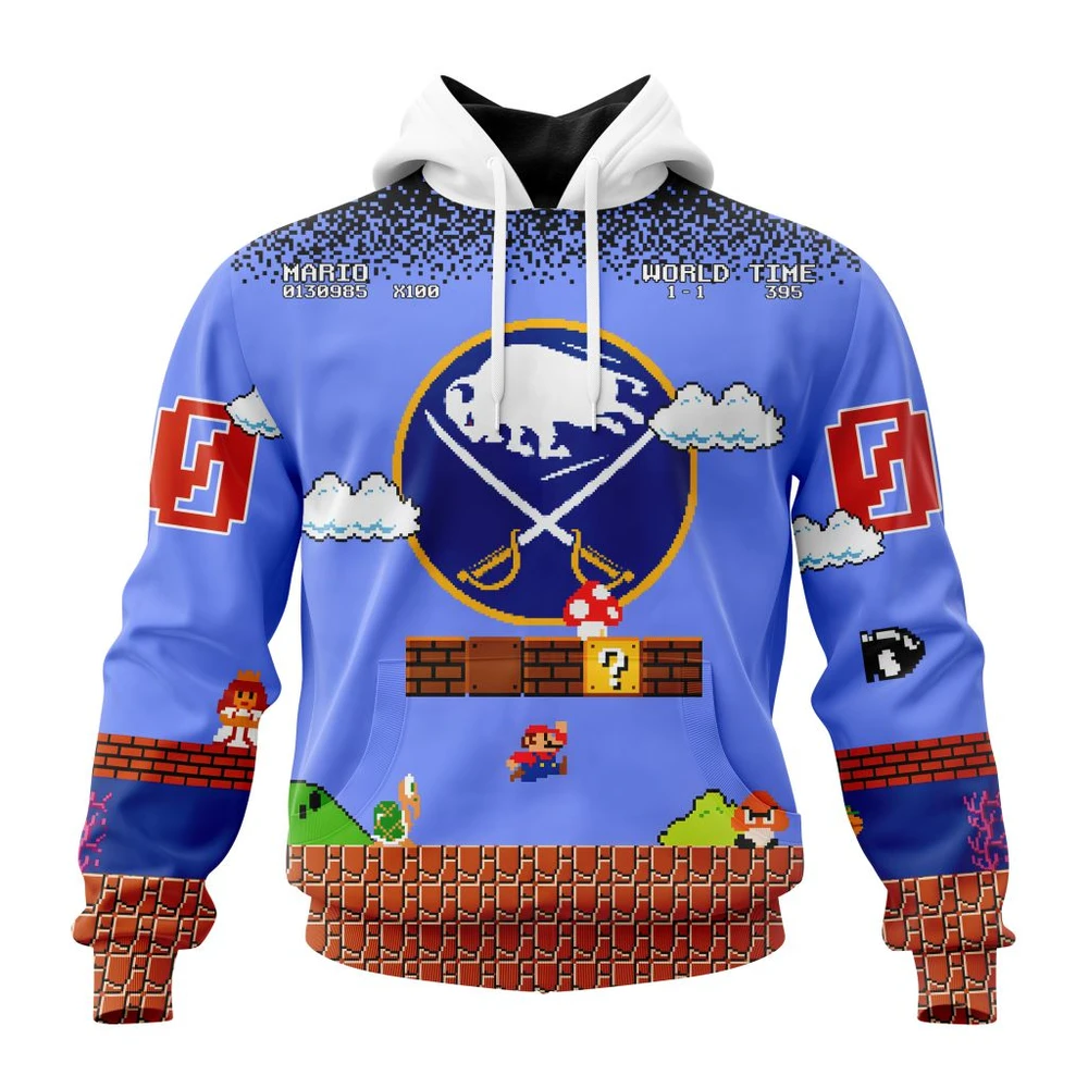Hoodie NHL Buffalo Sabres Special Kits With Super Mario Game Design QTNHL080524A2457HD