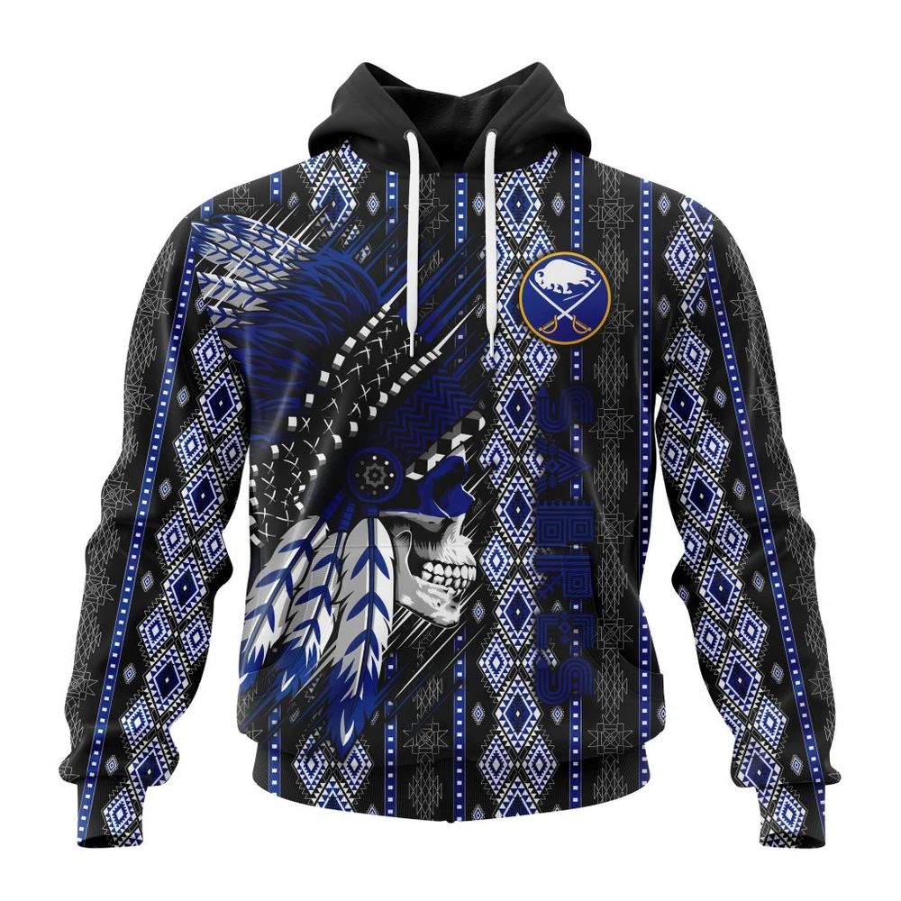 Hoodie NHL Buffalo Sabres Special Skull Native Design St2301 QTNHL080524A2125HD