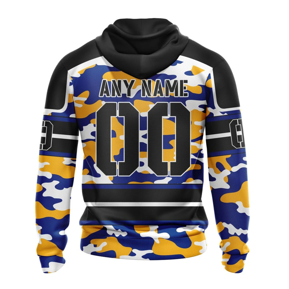 Hoodie NHL Buffalo Sabres, Specialized Design Wih Camo Team Color And Military Force Logo QTNHL080524A3547HD - Image 2