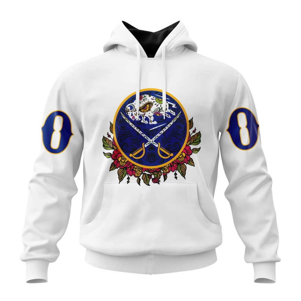 Hoodie NHL Buffalo Sabres, Specialized Unisex Kits Dia De Muertos QTNHL080524A2870HD