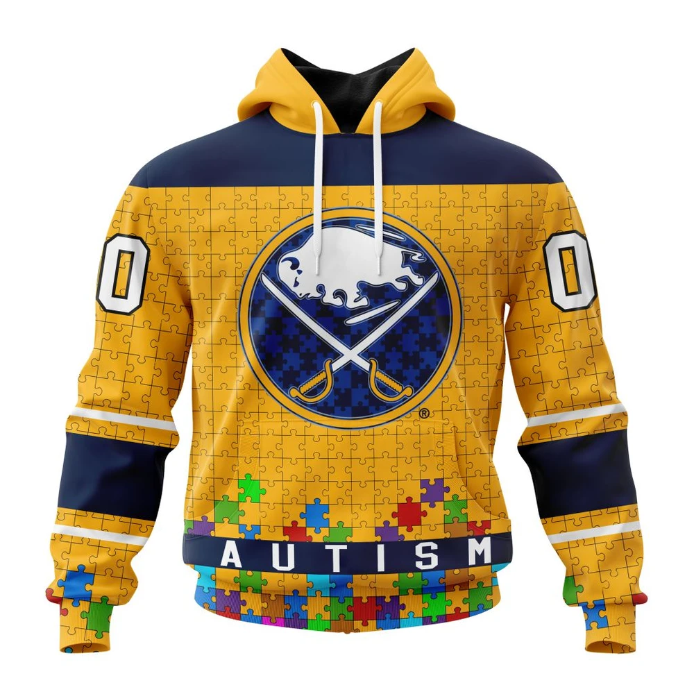 Hoodie NHL Buffalo Sabres, Specialized Unisex Kits Hockey Fights Against Autism QTNHL080524A2671HD