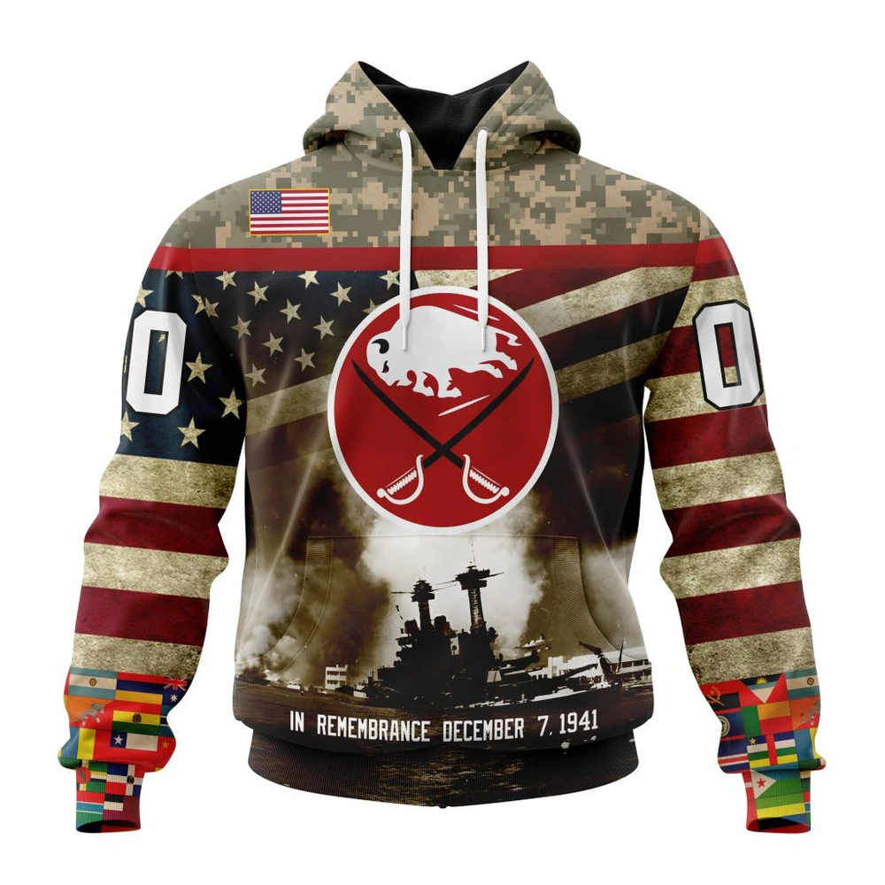 Hoodie NHL Buffalo Sabres, Specialized Unisex Kits Remember Pearl Harbor QTNHL080524A2993HD