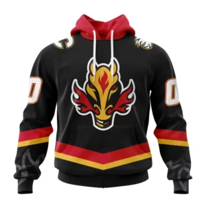 Hoodie NHL Calgary Flames Black Alternate Kits QTNHL080524A202HD