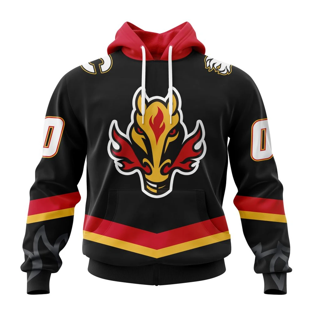 Hoodie NHL Calgary Flames Black Alternate Kits QTNHL080524A202HD