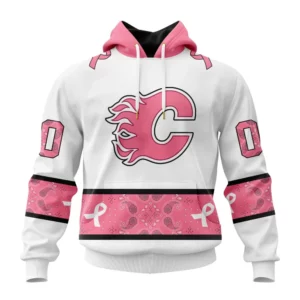 Hoodie NHL Calgary Flames In Classic Style With Paisley! In October We Wear Pink Breast Cancer QTNHL080524A1679HD