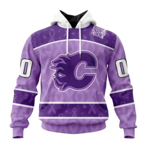 Hoodie NHL Calgary Flames New Lavender Hockey Fight Cancer St2301 QTNHL080524A1491HD
