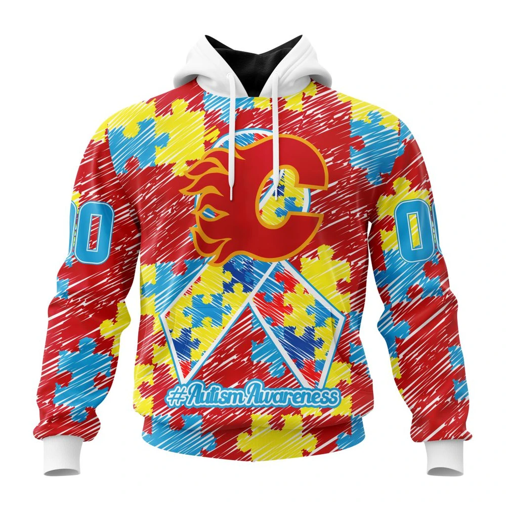 Hoodie NHL Calgary Flames Special Autism Awareness Design St2201 QTNHL080524A2483HD