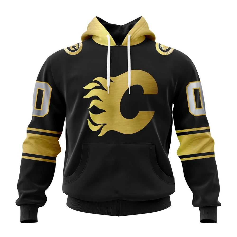 Hoodie NHL Calgary Flames Special Black And Gold Design St2401 QTNHL080524A779HD