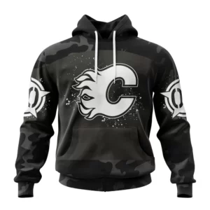 Hoodie NHL Calgary Flames Special Black Camo Design For Veterans Day St2304 QTNHL080524A1617HD