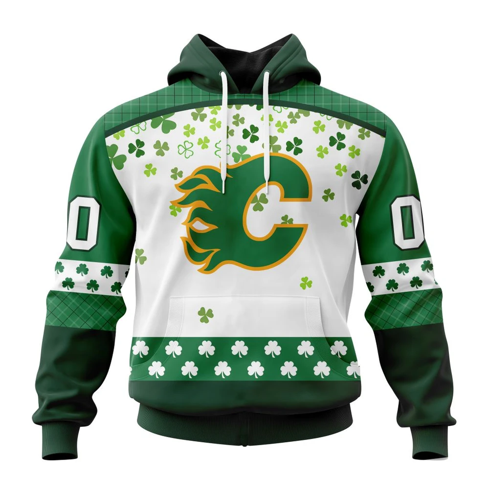 Hoodie NHL Calgary Flames Special Design For St. Patrick Day St2401 QTNHL080524A1254HD