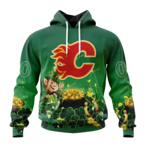 Hoodie NHL Calgary Flames Special Design For St. Patrick&apos;s Day St2403 QTNHL080524A909HD