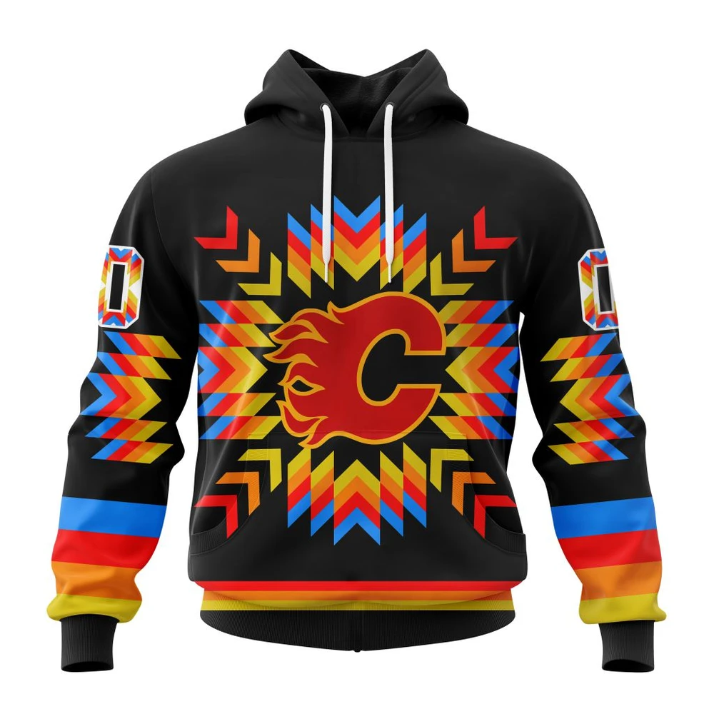 Hoodie NHL Calgary Flames Special Design With Native Pattern St2306 QTNHL080524A1035HD