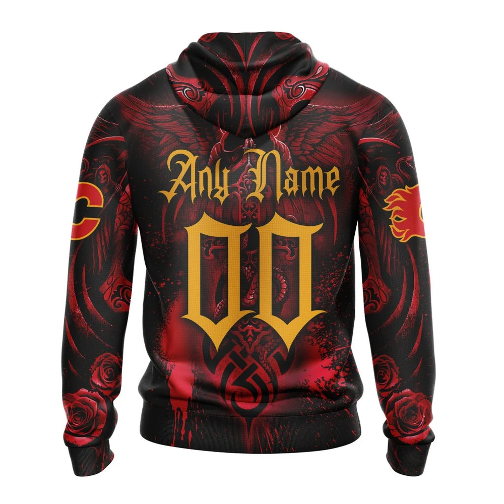 Hoodie NHL Calgary Flames Special Design With Skull Art St2203 QTNHL080524A3131HD - Image 2