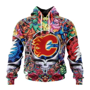 Hoodie NHL Calgary Flames Special Grateful Dead Design St2304 QTNHL080524A1894HD