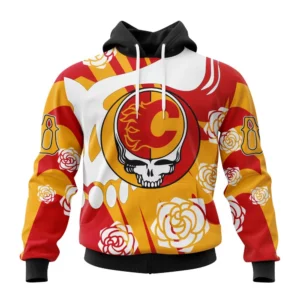 Hoodie NHL Calgary Flames Special Grateful Dead Design St2305 QTNHL080524A1285HD