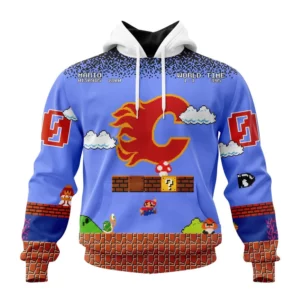 Hoodie NHL Calgary Flames Special Kits With Super Mario Game Design QTNHL080524A2454HD