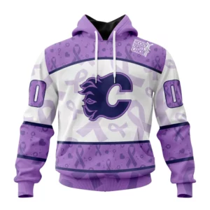 Hoodie NHL Calgary Flames Special Lavender Fight Cancer St2201 QTNHL080524A3110HD