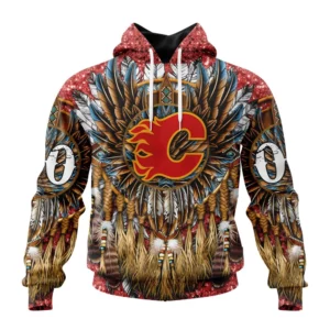 Hoodie NHL Calgary Flames Special Native Costume Design St2201 QTNHL080524A2746HD