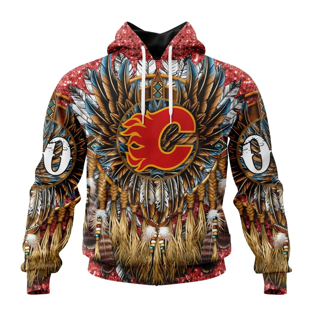 Hoodie NHL Calgary Flames Special Native Costume Design St2201 QTNHL080524A2746HD