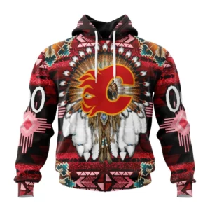 Hoodie NHL Calgary Flames Special Native Costume Design St2202 QTNHL080524A2690HD