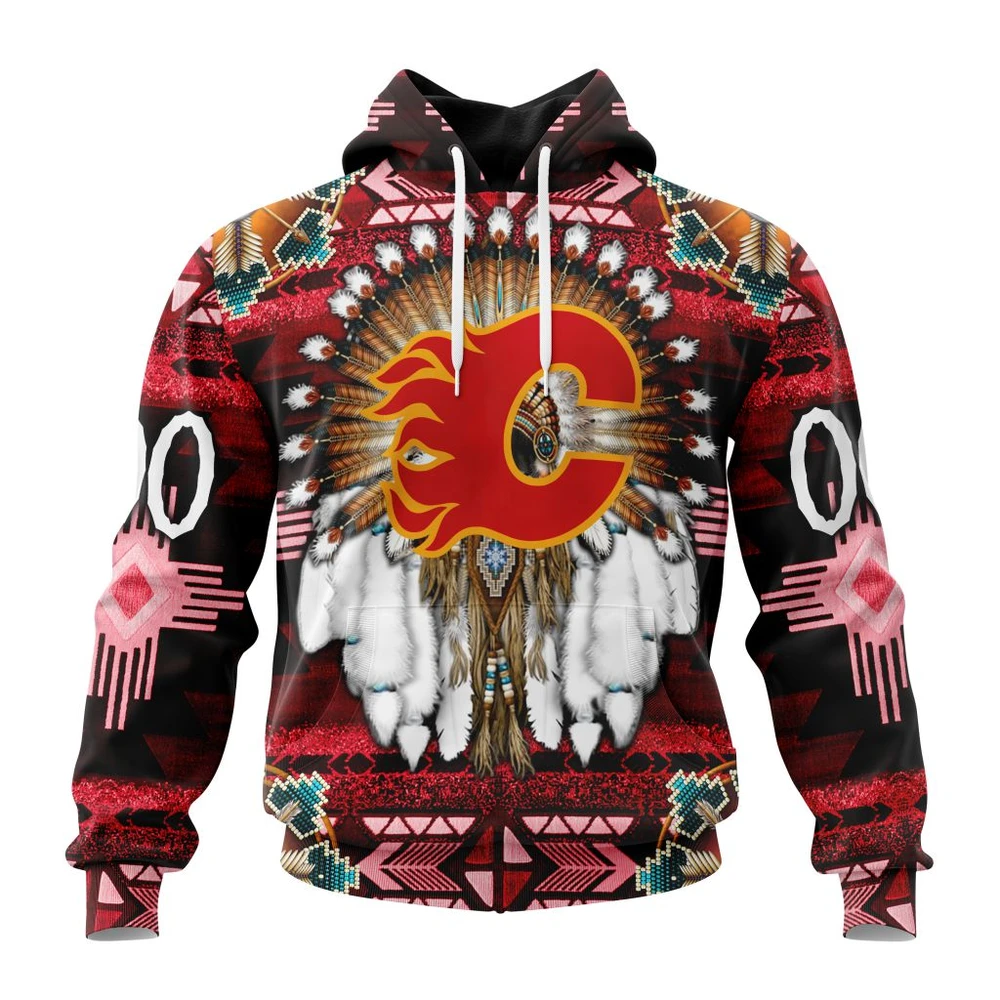 Hoodie NHL Calgary Flames Special Native Costume Design St2202 QTNHL080524A2690HD