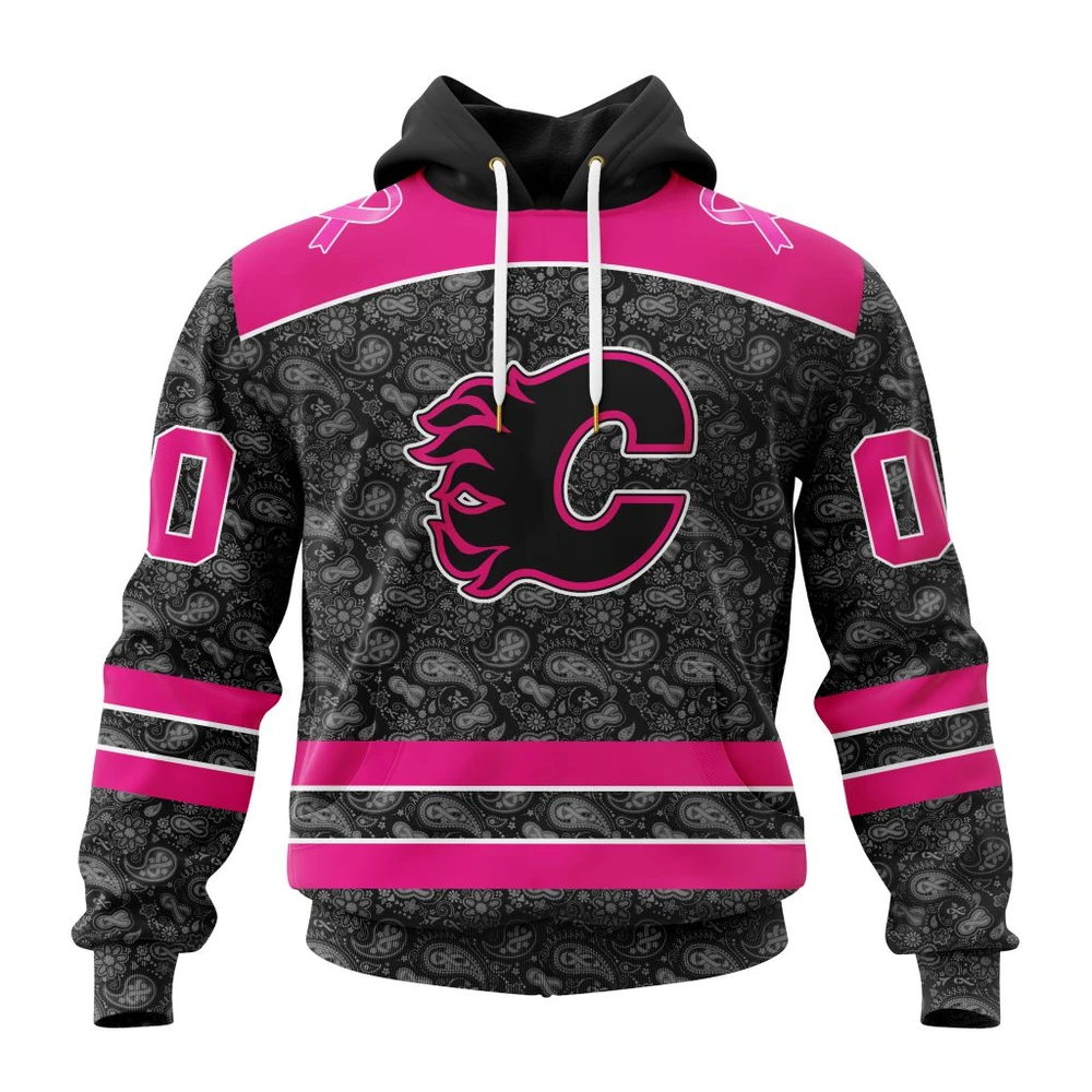 Hoodie NHL Calgary Flames Special Pink In The Rink Fight Breast Cancer St2301 QTNHL080524A2090HD