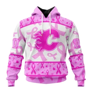 Hoodie NHL Calgary Flames Special Pink October Breast Cancer Awareness Month St2302 QTNHL080524A1871HD