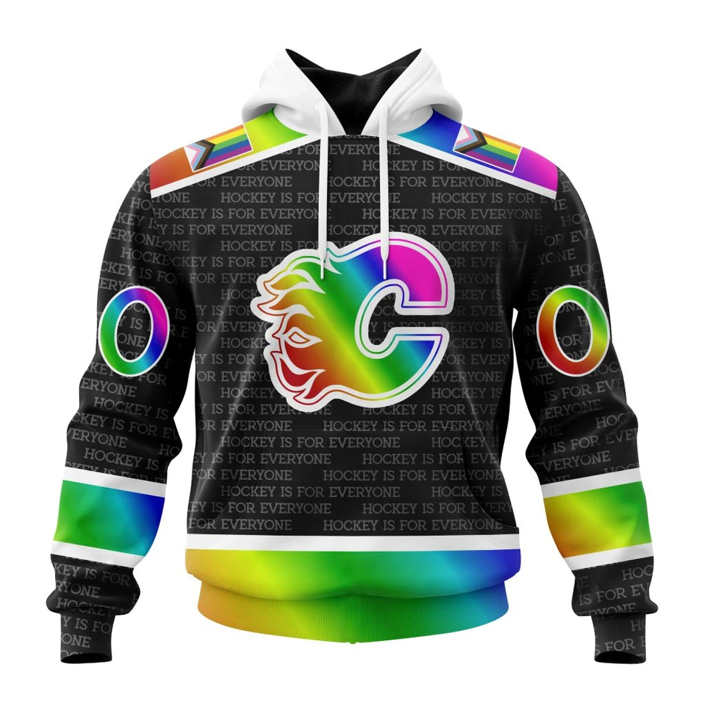 Hoodie NHL Calgary Flames Special Pride Design Hockey Is For Everyone QTNHL080524A2718HD