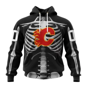 Hoodie NHL Calgary Flames Special Skeleton Costume For Halloween St2301 QTNHL080524A2035HD