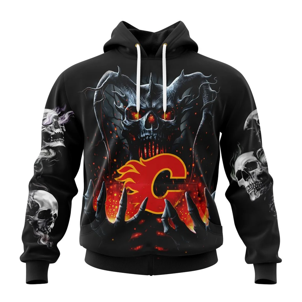 Hoodie NHL Calgary Flames Special Skull Art Design St2301 QTNHL080524A1223HD