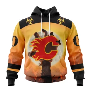 Hoodie NHL Calgary Flames Special Zombie Design For Halloween St2305 QTNHL080524A1946HD