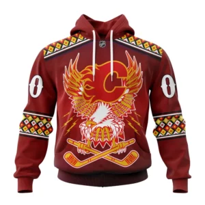 Hoodie NHL Calgary Flames, Specialized Celebrate Indigenous Culture With Specialized Wasac Night V0122 QTNHL080524A3973HD
