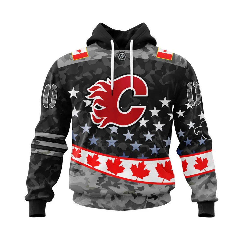 Hoodie NHL Calgary Flames, Specialized Color And Our Beloved Canadien Flag Color V0422 QTNHL080524A3978HD