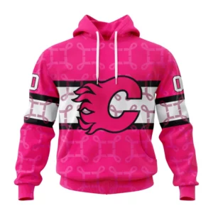 Hoodie NHL Calgary Flames, Specialized Design I Pink I Can! In October We Wear Pink Breast Cancer QTNHL080524A157HD