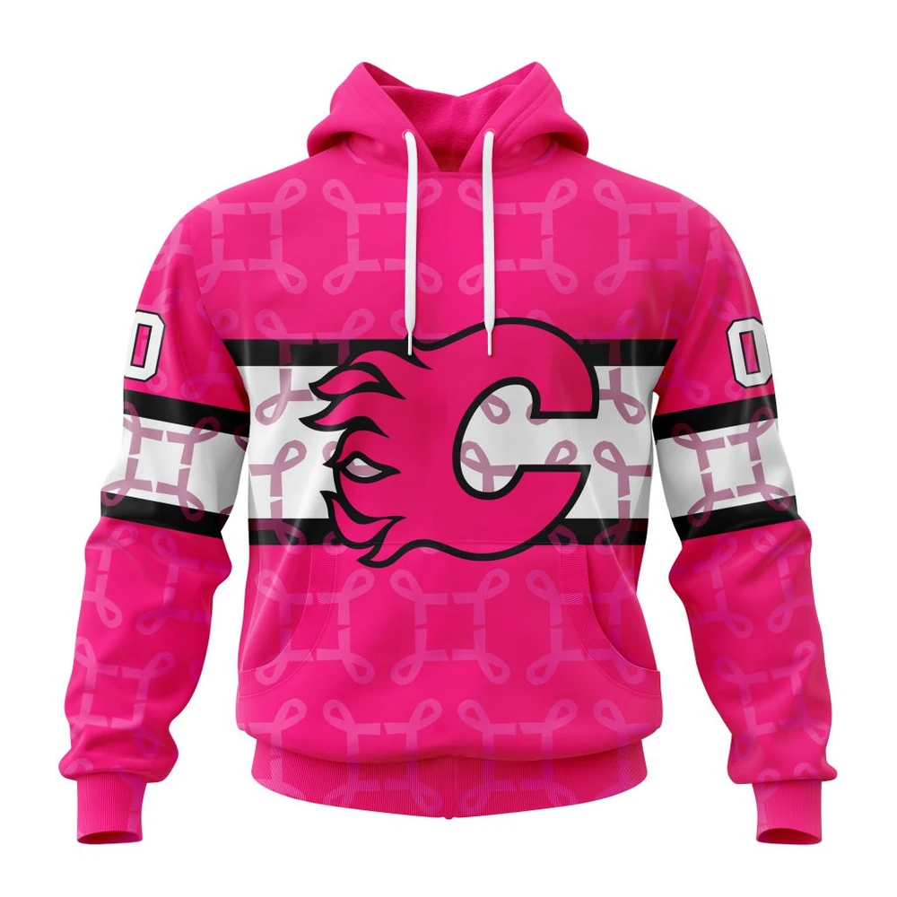 Hoodie NHL Calgary Flames, Specialized Design I Pink I Can! In October We Wear Pink Breast Cancer QTNHL080524A157HD