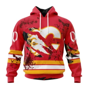 Hoodie NHL Calgary Flames, Specialized Design Jersey With Your Ribs For Halloween QTNHL080524A3513HD