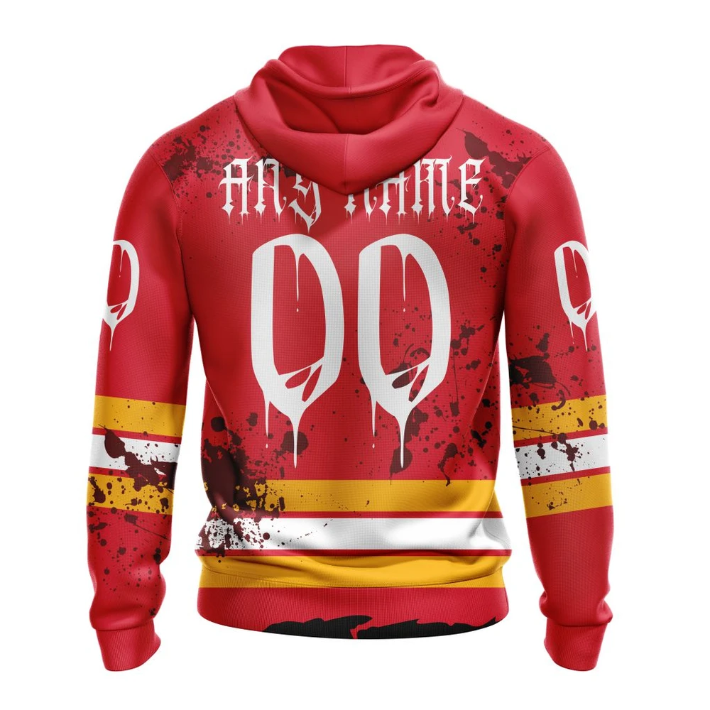 Hoodie NHL Calgary Flames, Specialized Design Jersey With Your Ribs For Halloween QTNHL080524A3513HD - Image 2