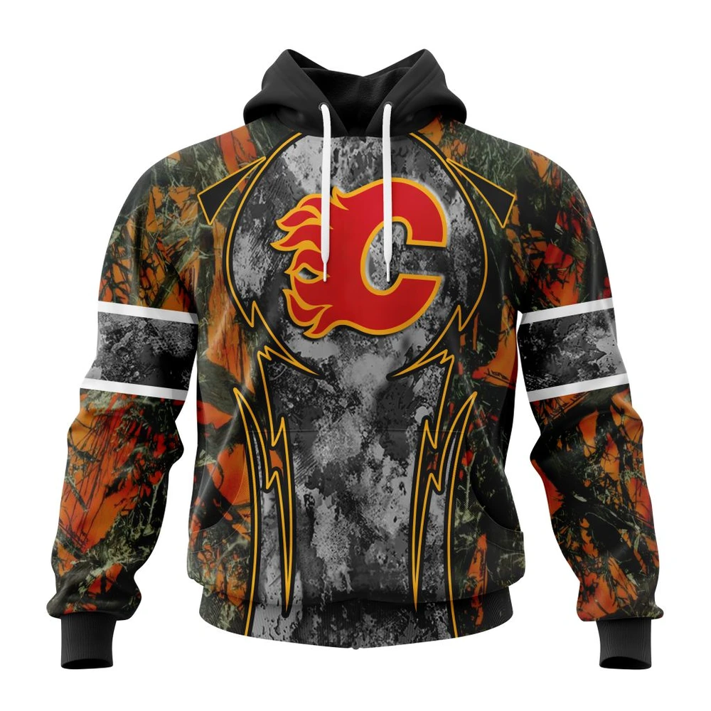 Hoodie NHL Calgary Flames, Specialized Design Wih Camo Concepts For Hungting In Forest QTNHL080524A3657HD