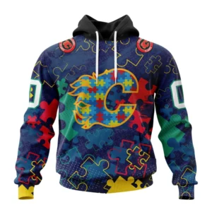 Hoodie NHL Calgary Flames, Specialized Fearless Aganst Autism QTNHL080524A2635HD
