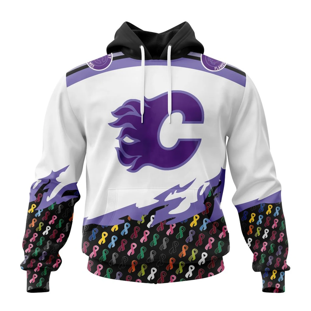 Hoodie NHL Calgary Flames, Specialized Kits In October We Stand Together We Can Beat Cancer QTNHL080524A3423HD
