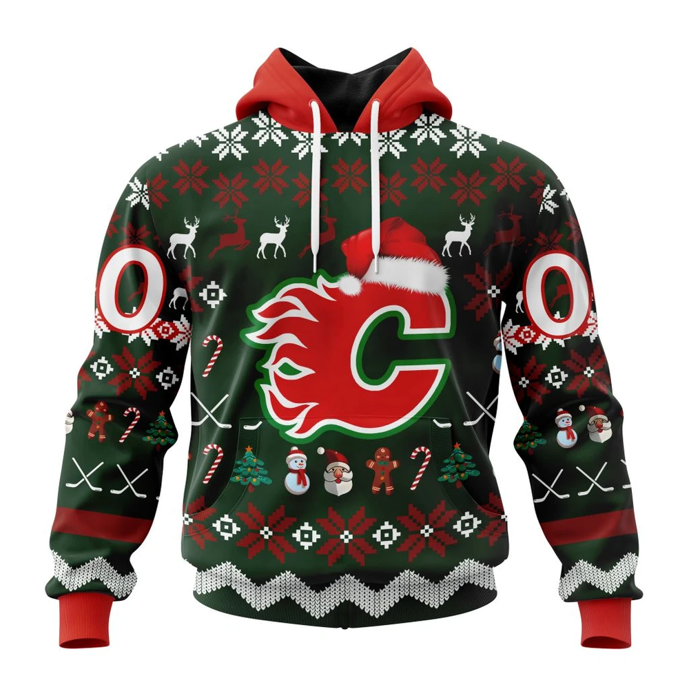 Hoodie NHL Calgary Flames, Specialized Unisex Christmas Is Coming QTNHL080524A2942HD