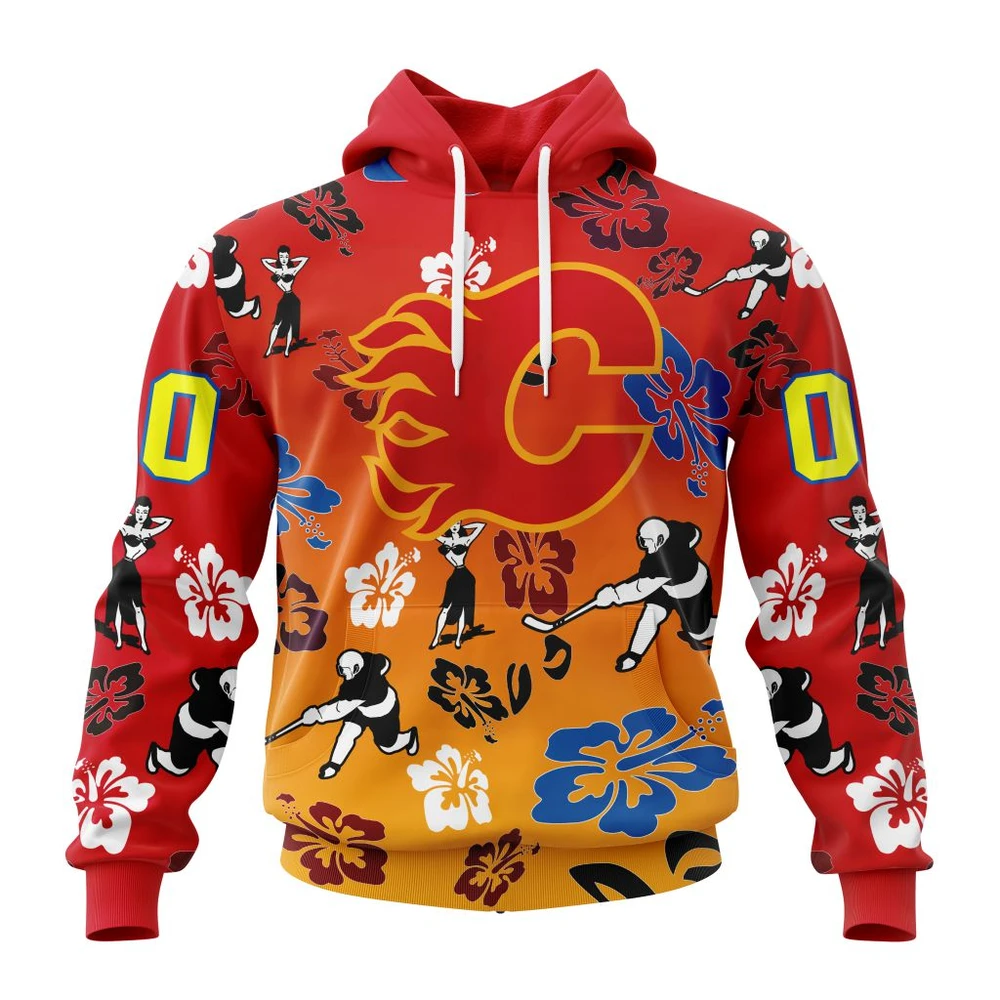 Hoodie NHL Calgary Flames X Hawaii Specialized Design For Hawaiia V0122 QTNHL080524A3794HD