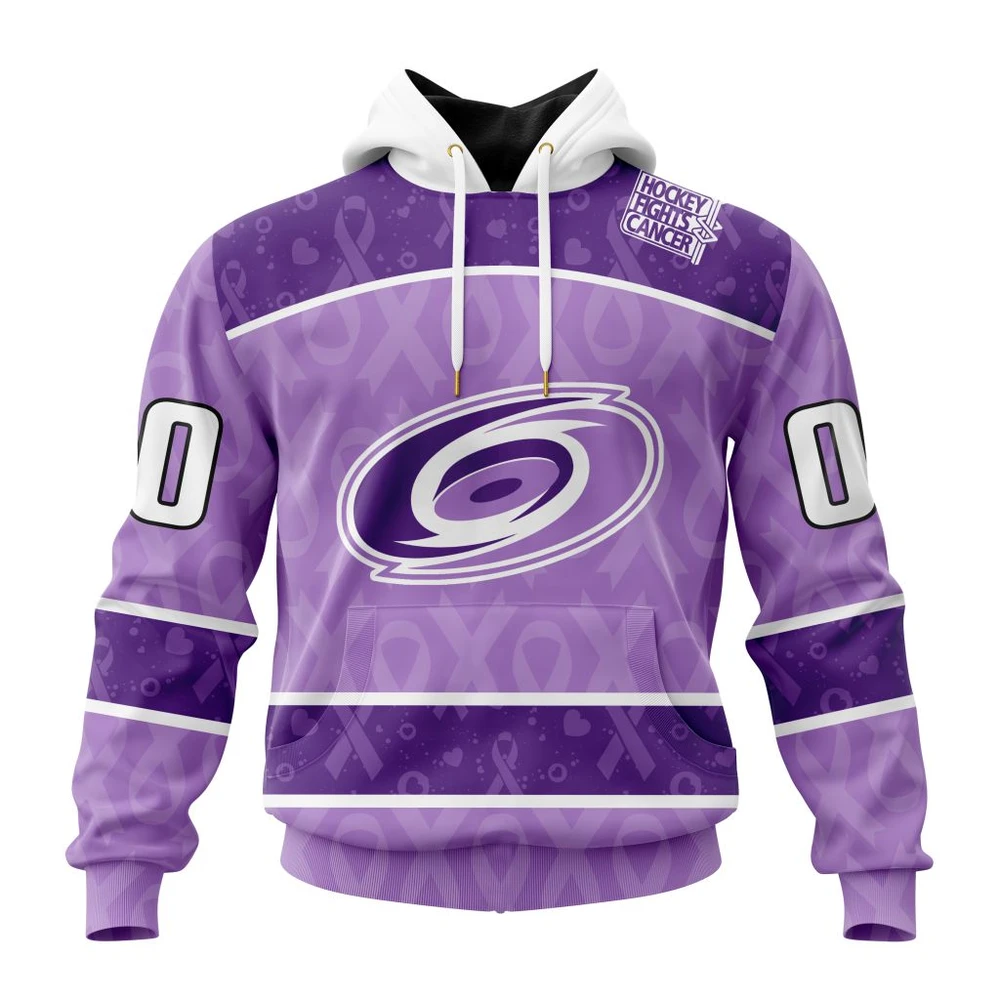 Hoodie NHL Carolina Hurricanes New Lavender Hockey Fight Cancer St2301 QTNHL080524A1490HD