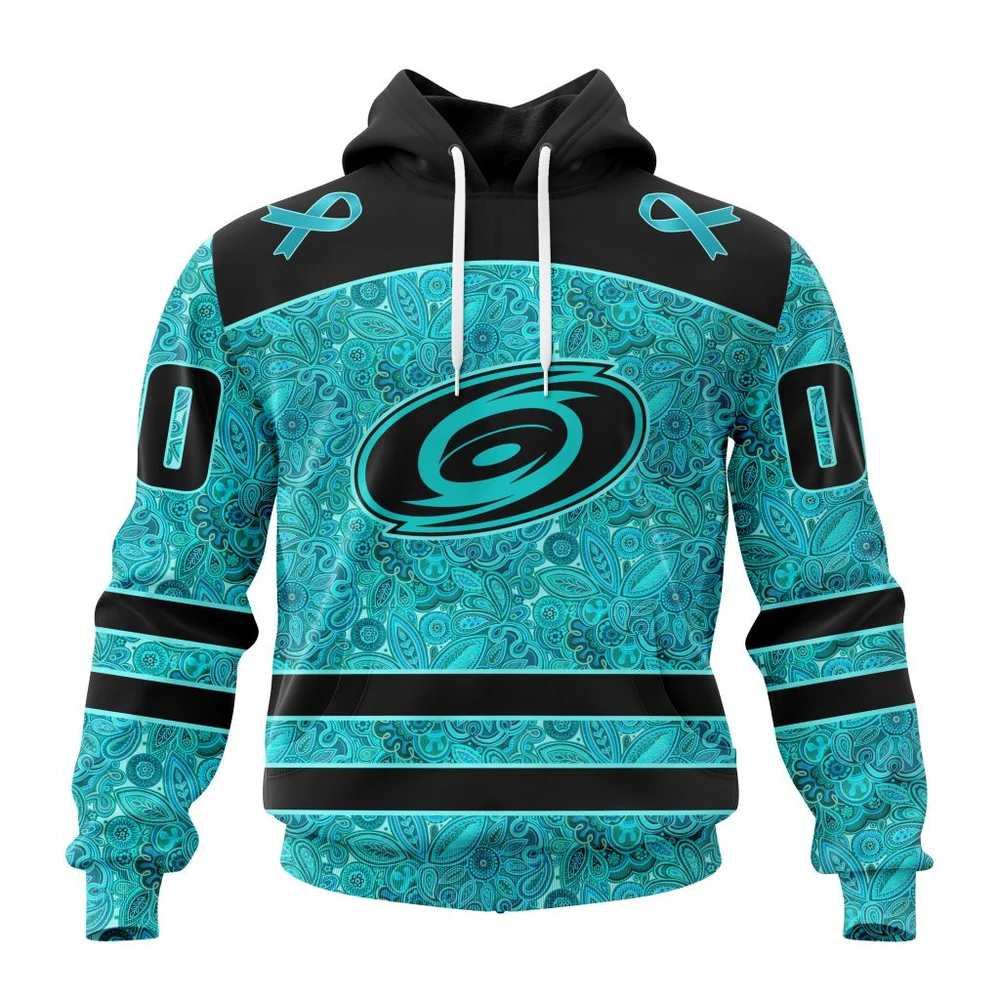Hoodie NHL Carolina Hurricanes Special Design Fight Ovarian Cancer St2201 QTNHL080524A2426HD