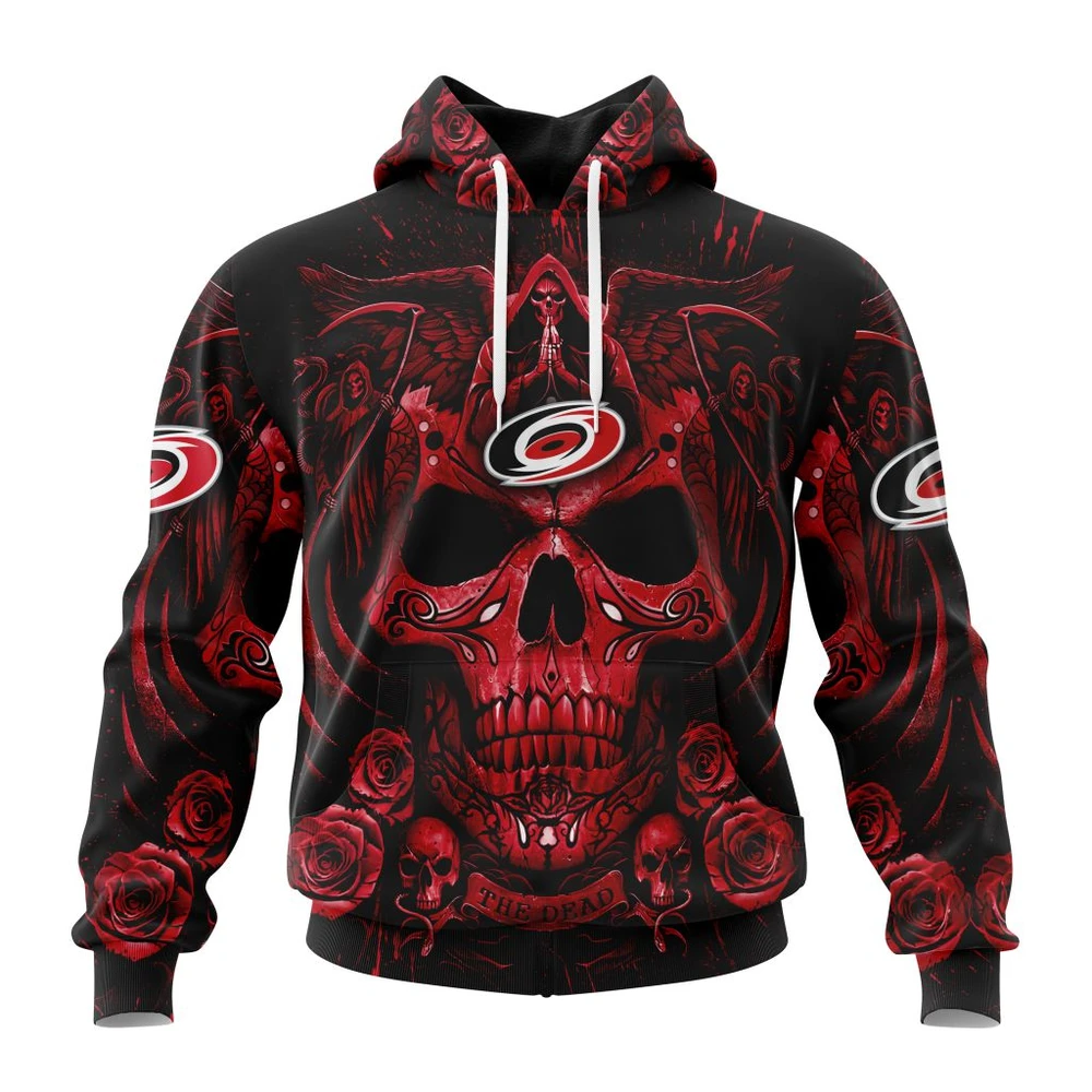 Hoodie NHL Carolina Hurricanes Special Design With Skull Art St2203 QTNHL080524A3130HD