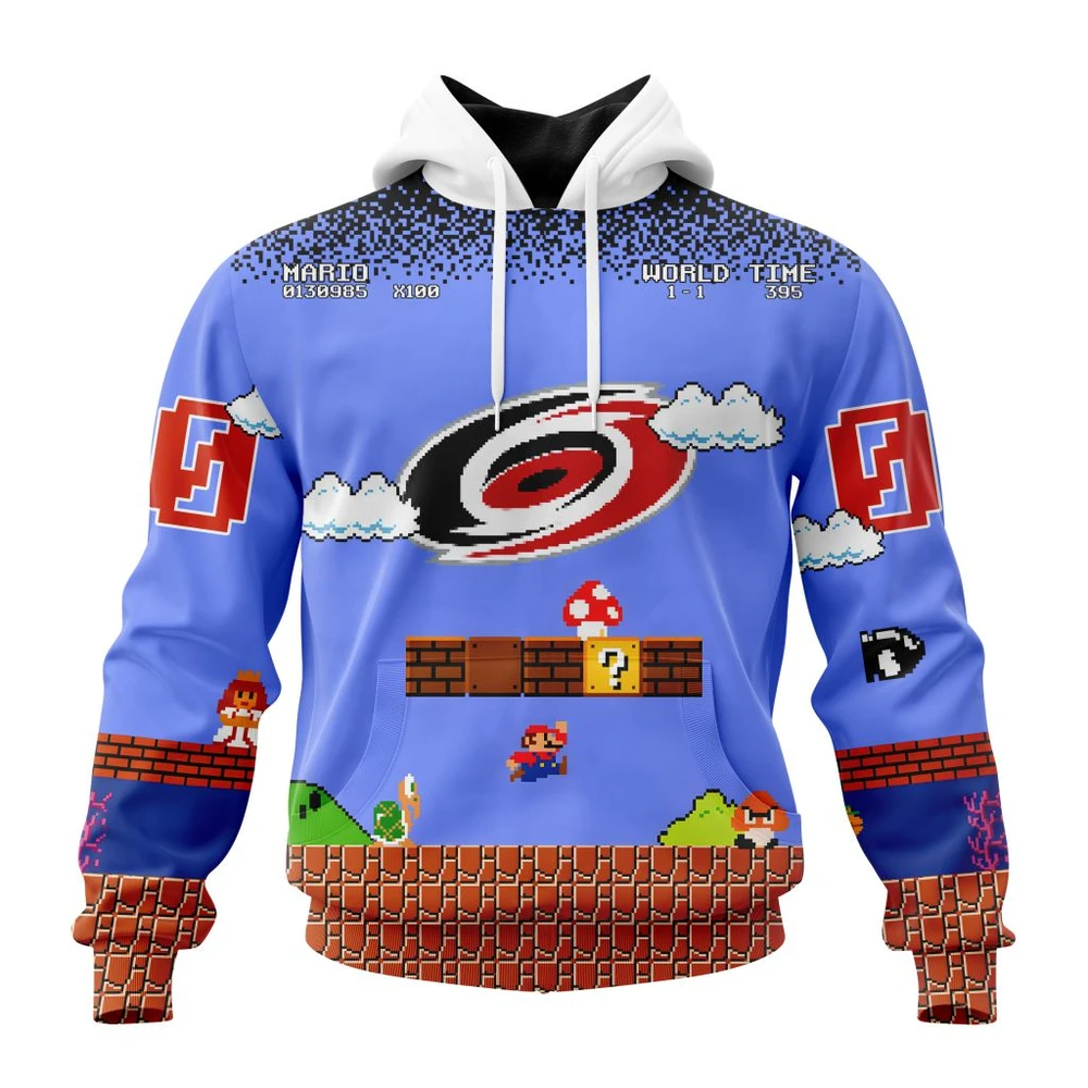 Hoodie NHL Carolina Hurricanes Special Kits With Super Mario Game Design QTNHL080524A2453HD